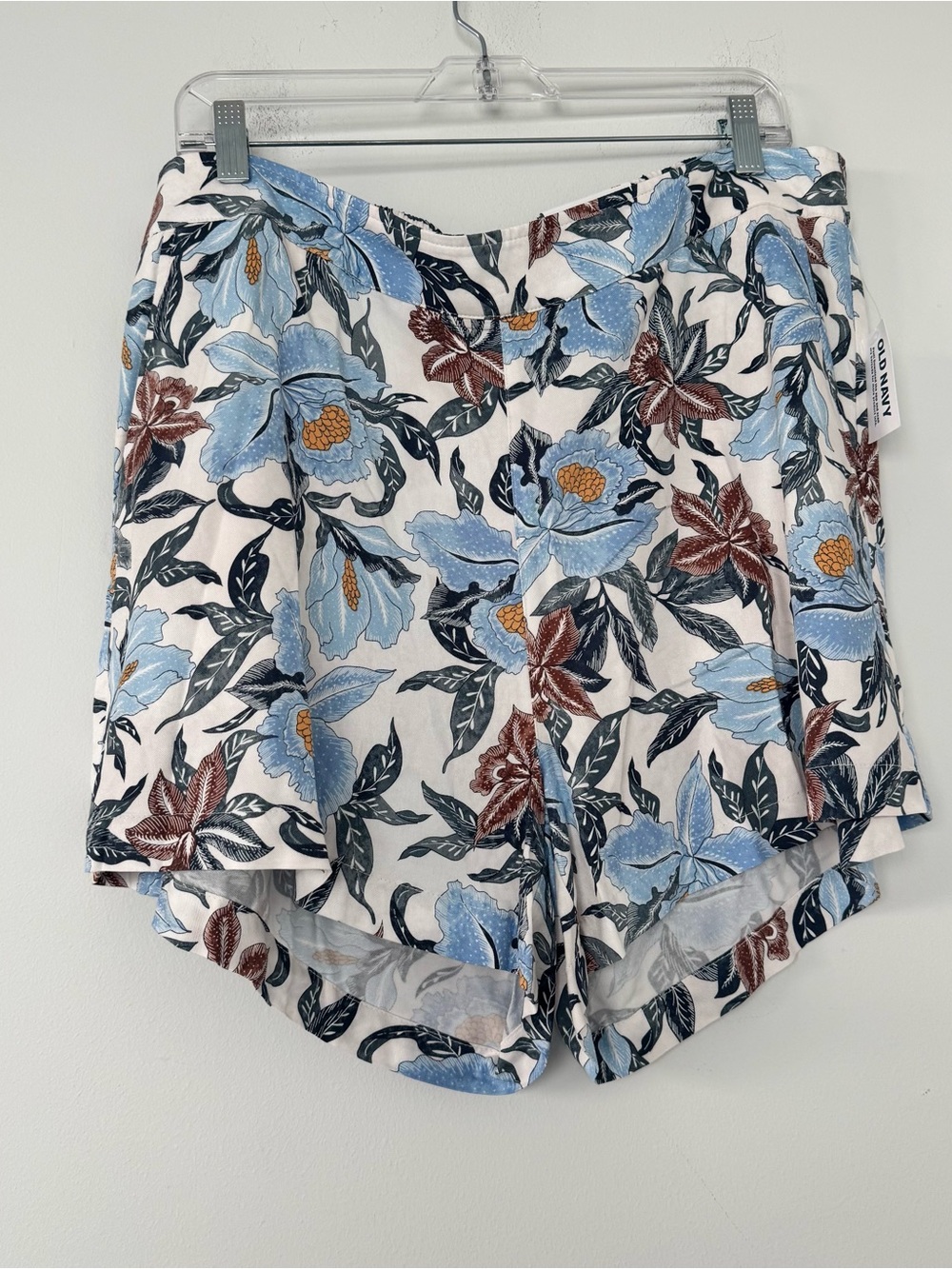 Old Navy Playa Soft Shorts Womens XL High Waisted Blue Floral Rayon Pull On NWT
